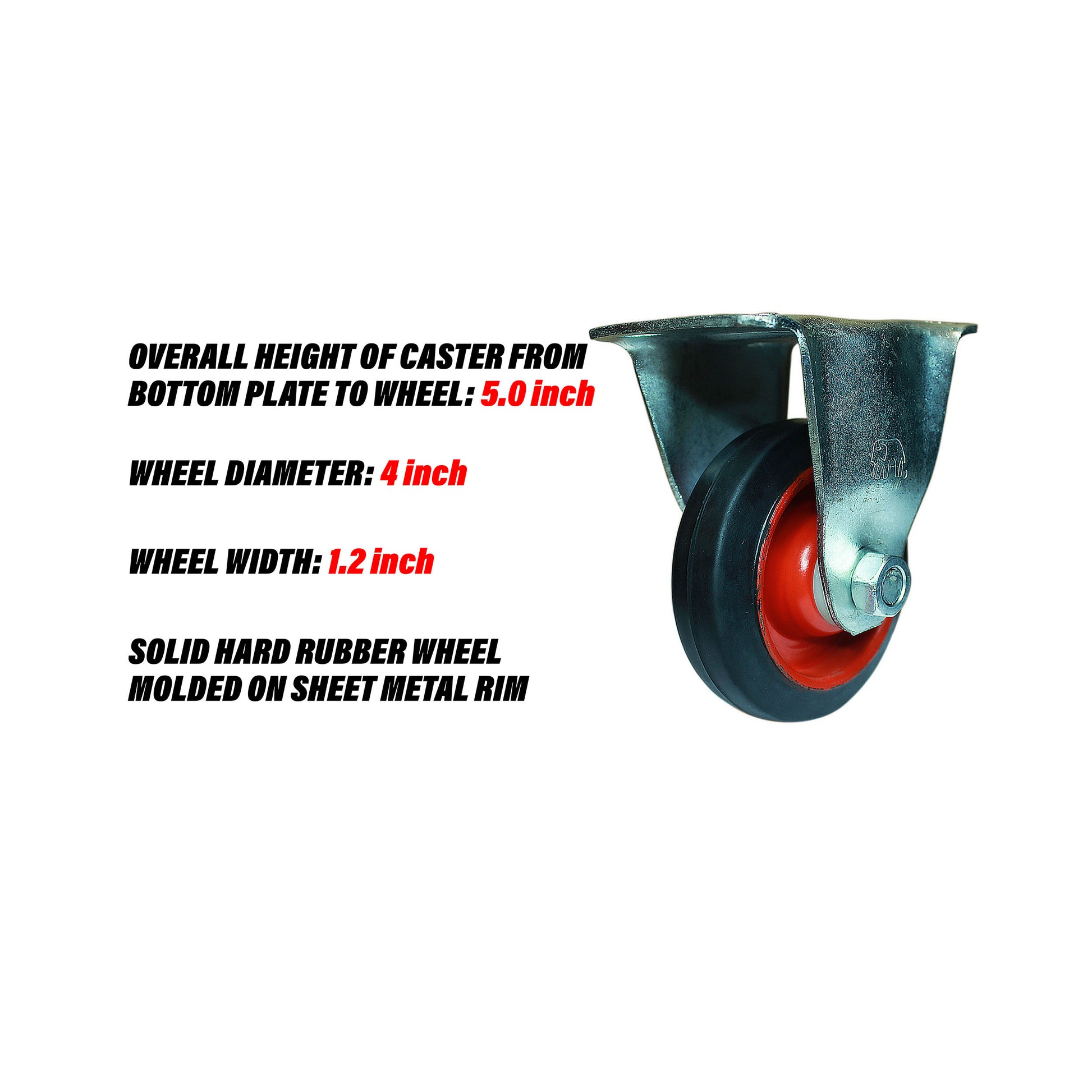 Rigid 4 inch caster wheel specification and wheel design.