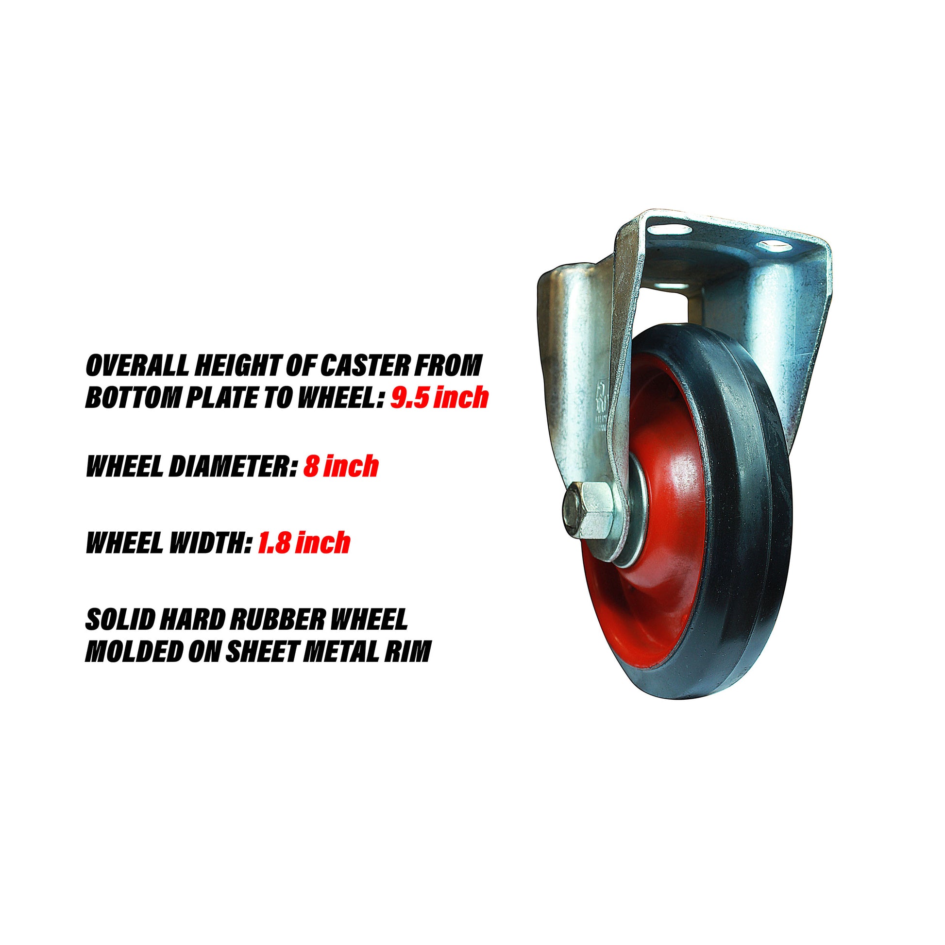 Rigid 8 inch caster wheel specification and wheel design.