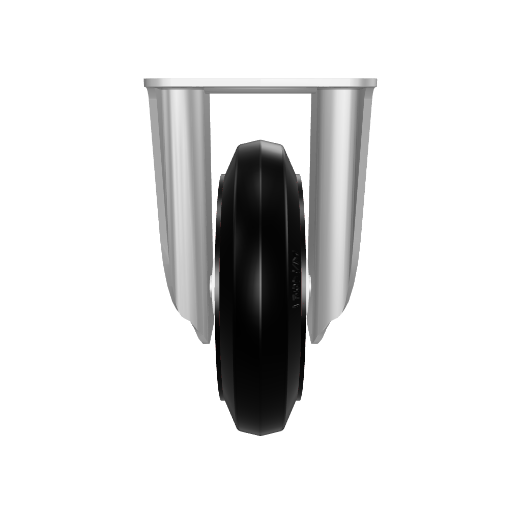 3D model of 6-inch rigid caster wheel with rubber tread and metal bracket for carts and trolleys